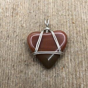 Red Brown Ombré Agate .925 Silver Wire Wrapped Necklace Pendant